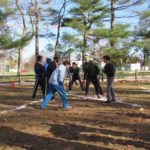 Students in the midst of a Turkey Bowl game